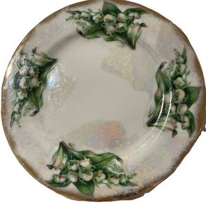 Sold! Ucagco Lustreware Flower of the Month May Lily Of The Valley Plate Japan